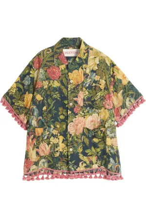 VALENTINO Floral Print Linen Shirt