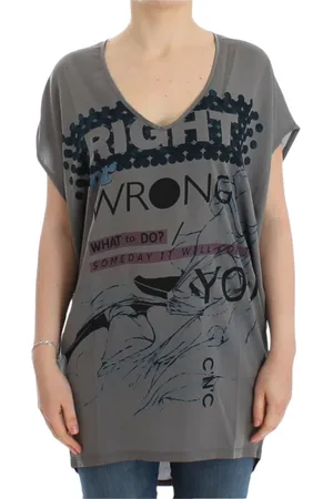 Costume National T-Shirts, female, , M, Elegant V-Neck Tunic with Motif Print