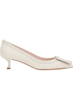 Roger Vivier Pumps, female, , 7 UK, Ivory Leather Buckle Heel Pumps