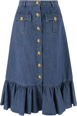 VALENTINO GARAVANI Denim Skirt with Flounces