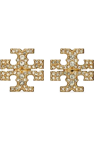 Tory Burch Earrings, female, , ONE SIZE, Golden Crystal Brass Earrings