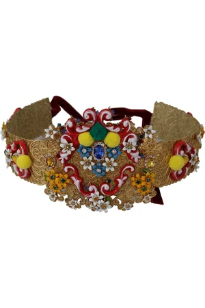 Dolce & Gabbana Embellished Floral Crystal Wide Waist Belt