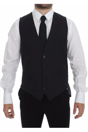 Dolce & Gabbana Gray Wool Vest with Adjustable Strap