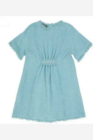 Alberta Ferretti Cotton Mini Dress with Fringe Finish