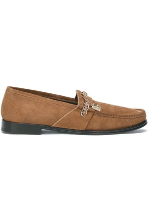 Dolce & Gabbana Loafers, male, , 6 UK, Suede Loafers with Logo Charm Detail