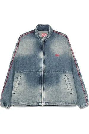 Diesel Denim Jackets, male, , L, Indigo Zip-Up Jacket with Logo