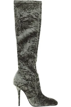 Saint Laurent Velvet Boots with 10 cm Heel