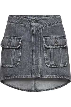 J.W.Anderson Denim Skirts, female, , 2XS, Grey Flared Skirt with Button Details
