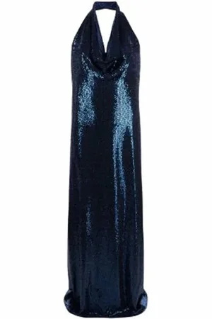 BLANCA Gowns, female, , S, Sequin-Embellished Long Dress with Bow Detail