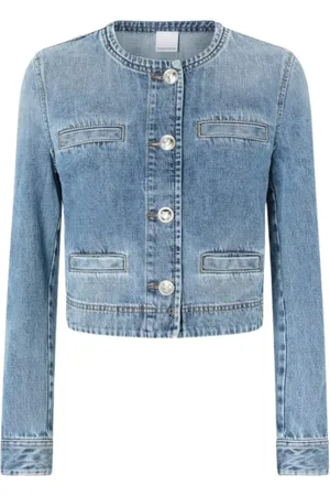 Pinko Denim Jackets, female, , M, Denim Jacket with Love Birds Buttons