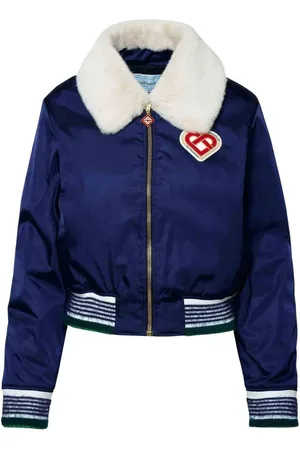 Casablanca Navy Bomber Jacket with Faux Fur