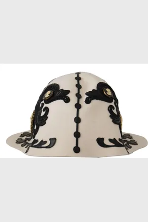 Dolce & Gabbana Embroidered Cameo Brooch Wool Hat