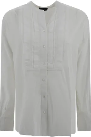Soeur Shirts, female, , XS, Embroidered Cotton Shirt with Mandarin Collar