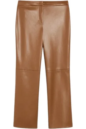 Max Mara Slim-Fit Coated Trousers with Leather Details