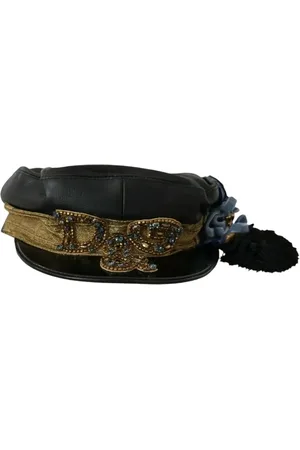 Dolce & Gabbana Hats, female, , 56 CM, Crystal Beads Gold Ribbon Fiddler Cap