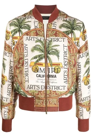 AMIRI Bomber Jackets, male, , L, Printed Silk Jacket with Ribbed Trims