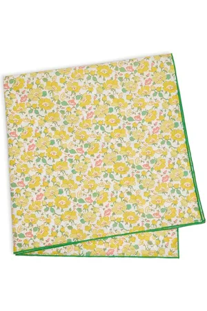 BONPOINT Floral Print Scarf with Yellow Trim