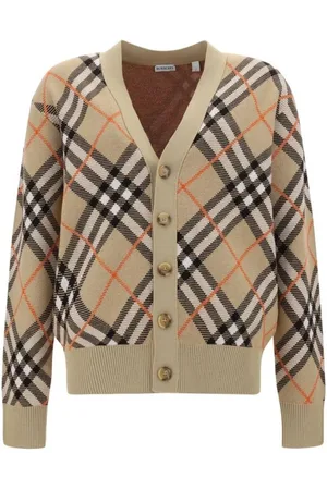 Burberry Iconic Check Pattern V-Neck Cardigan