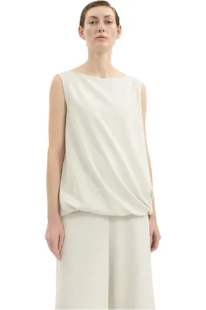 Annette Görtz Sleeveless Tops, female, , 3XL, Elegant Cream Top with Minimalist Design