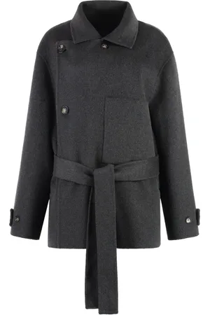 Serafini Wool Double-Breasted Coat with Belt