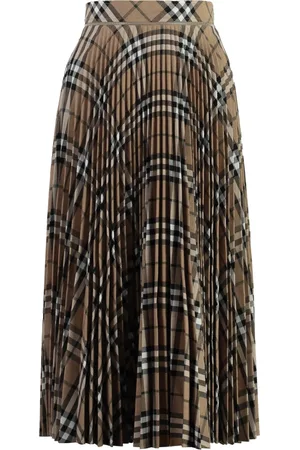 Burberry Midi Skirts, female, , XS, Pleated Skirt Wrap-around Fastening Check Motif