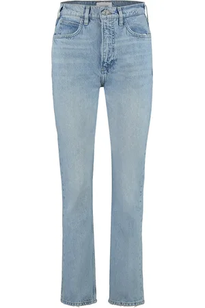 Frame Distressed Straight-Leg Jeans