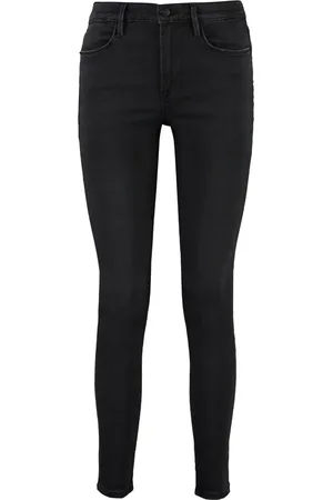 Frame Metal Button High-rise Skinny Jeans
