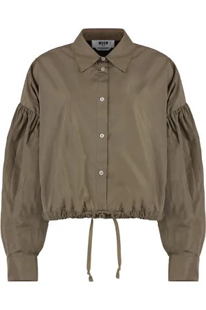 Msgm Shirts, female, , S, Taffeta Balloon Sleeve Drawstring Hem Shirt