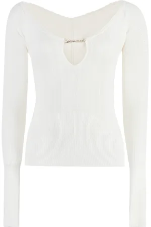 Jacquemus Long Sleeve Tops, female, , M, Ribbed Knit Viscose Blend Long Sleeve Top