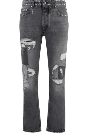 Palm Angels Straight Jeans, male, , W31, Distressed Straight Leg Jeans with Metal Details