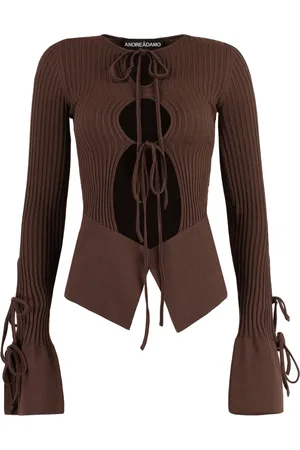 ANDREA ADAMO Cut-out Long-sleeve Top