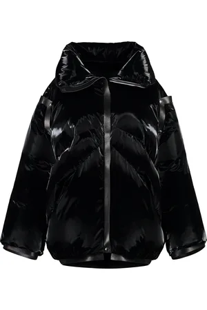 Tom Ford Glossy Nylon Down Jacket with Leather Details