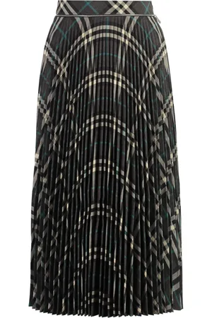 Burberry Midi Skirts, female, , XS, Pleated Skirt Wrap-around Fastening Check Motif