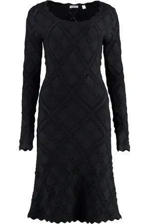 Burberry Midi Dresses, female, , S, Scalloped Detail Flared Hem Dress