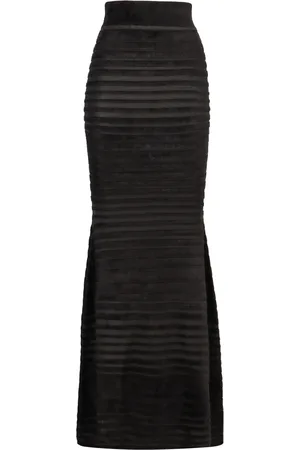 Nina Ricci Striped Flared Knit Maxi Skirt