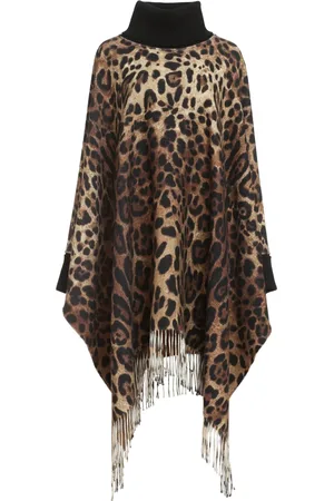 Dolce & Gabbana Capes, female, , S, Animal Print Cashmere Wool Poncho