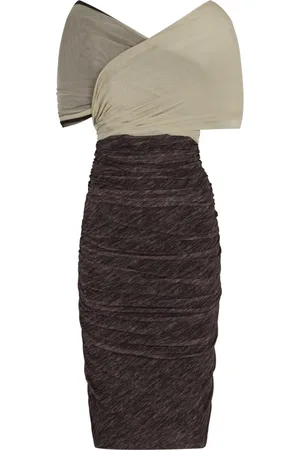 Serafini Party Dresses, female, , M, Elegant Crepe Dress with Crossover Neckline