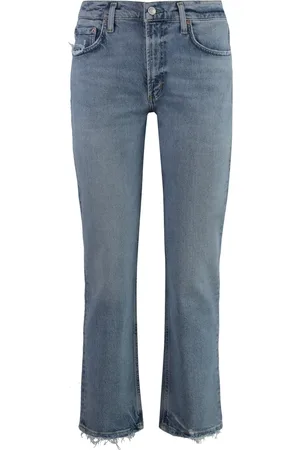 AGOLDE Cropped Jeans, female, , W28, Frayed Hem Cropped Jeans with Logo