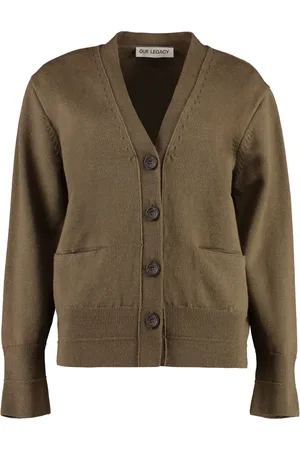 OUR LEGACY Cardigans, female, , XS, Merino Wool Cardigan with Leather Buttons