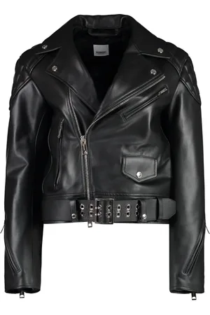 Burberry Stylish Leather Jacket with Zippered Details