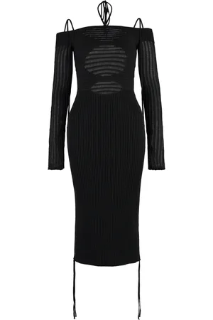 ANDREA ADAMO Ribbed Knit Dress with Cut-Out Detail