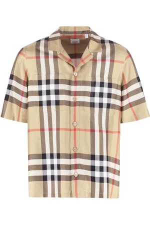 Burberry Short Sleeve Shirts, male, , S, Silk Vintage Check Shirt
