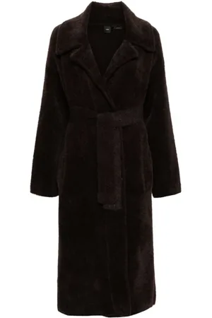 Pinko Belted Coats, female, , XL, Faux-Fur Coat Double-Breasted