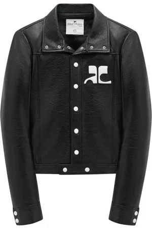 Courrèges Leather Jackets, male, , L, Logo-Patch Faux-Leather Jacket