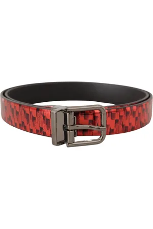 Dolce & Gabbana Belts, male, , 90 CM, Herringbone Leather Belt with Gray Tone Buckle