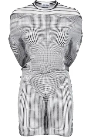 Jean Paul Gaultier Printed Mesh Short Dress Double Layer