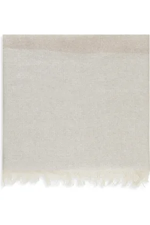 Fabiana Filippi Golden Linen Blend Scarf with Fringes