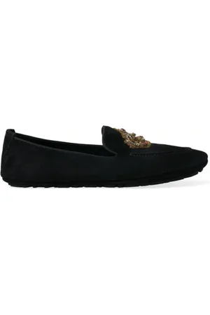 Dolce & Gabbana Loafers, male, , 5 UK, Leather Crystal Crown Loafers