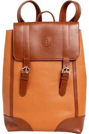 Trussardi Backpacks, male, , ONE SIZE, Leather Backpack with Magnetic Button Closure