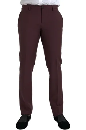Dolce & Gabbana Suit Trousers, male, , M, Maroon Slim Fit Dress Trousers